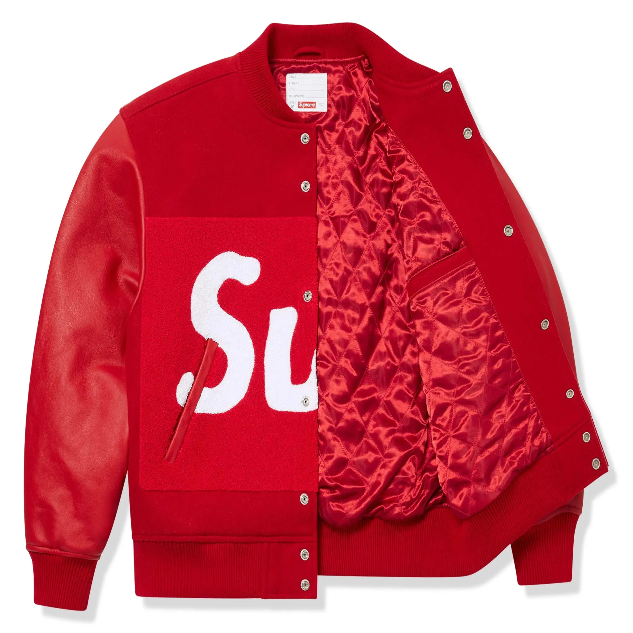 Supreme Big Logo Chenile Red Varsity Jacket