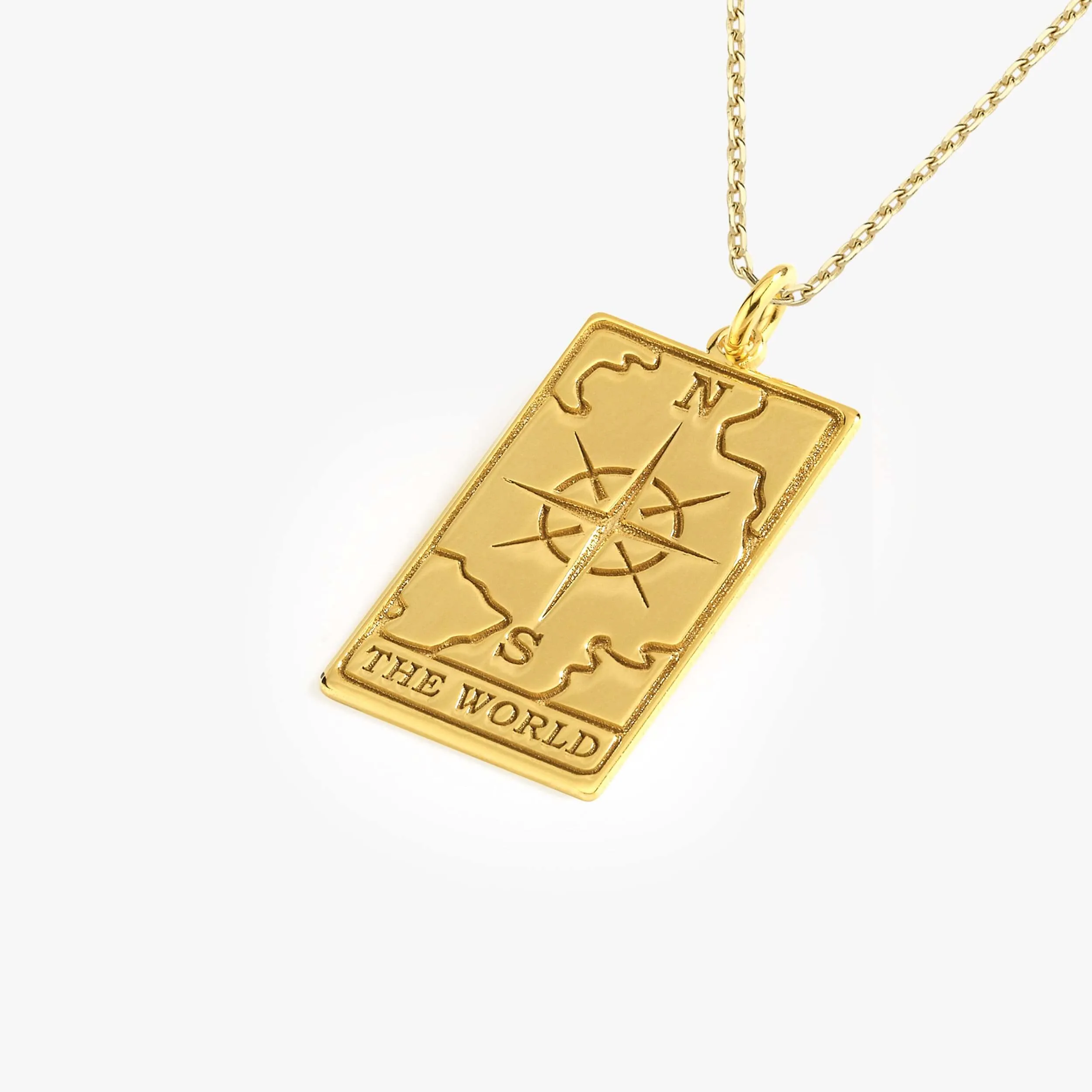 Tarot Card Necklace the World | 14K Gold Vermeil