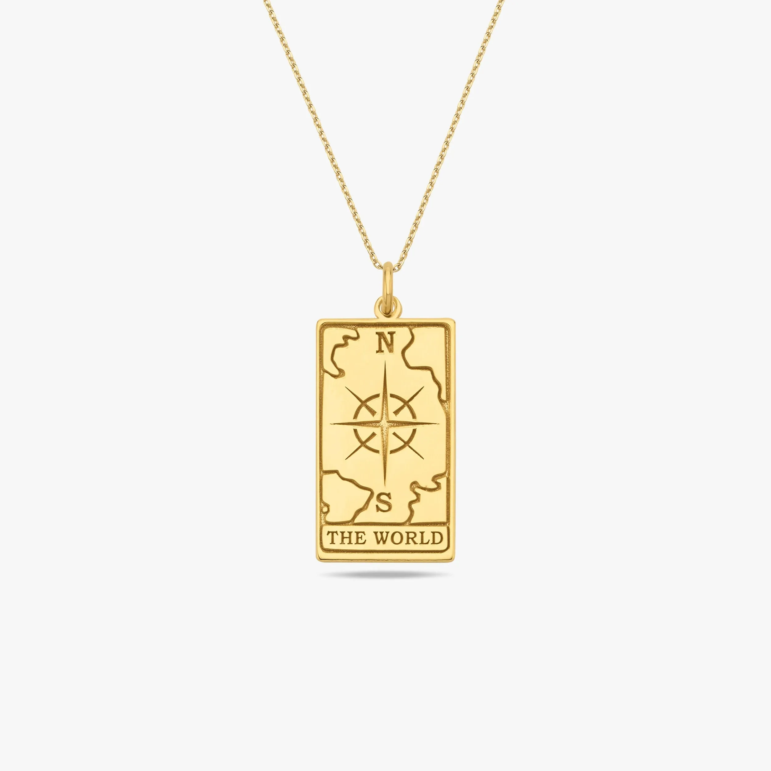 Tarot Card Necklace the World | 14K Gold Vermeil