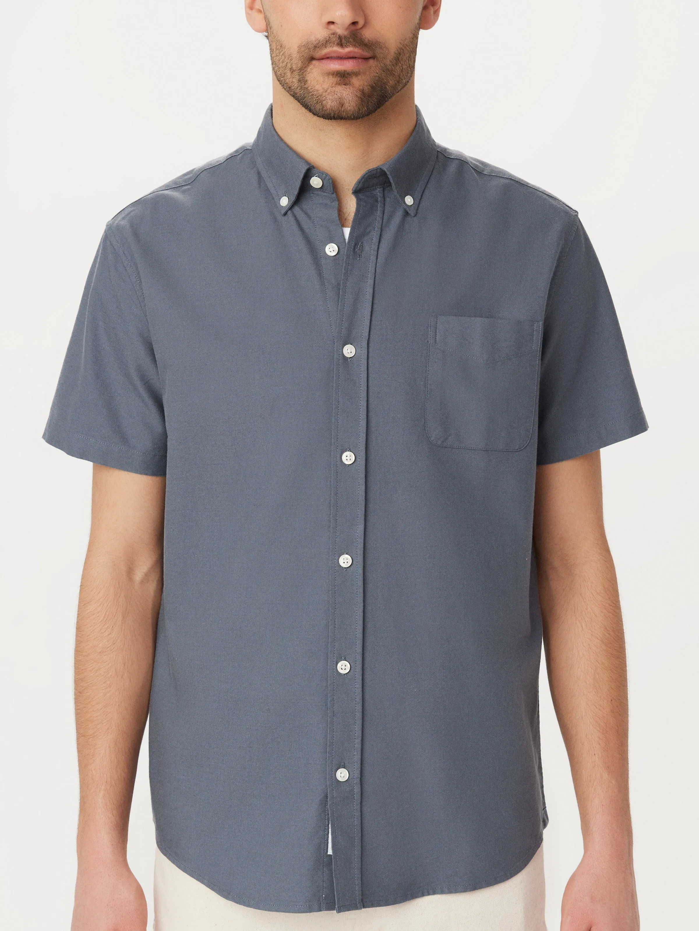 The Jasper Short Sleeve Oxford Shirt in Storm Blue