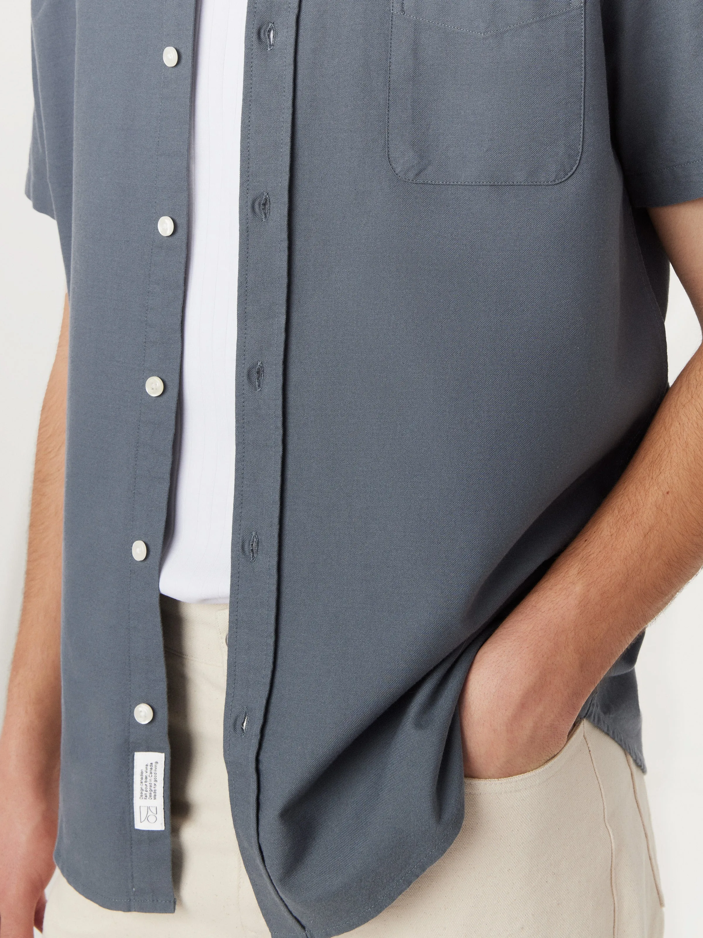 The Jasper Short Sleeve Oxford Shirt in Storm Blue