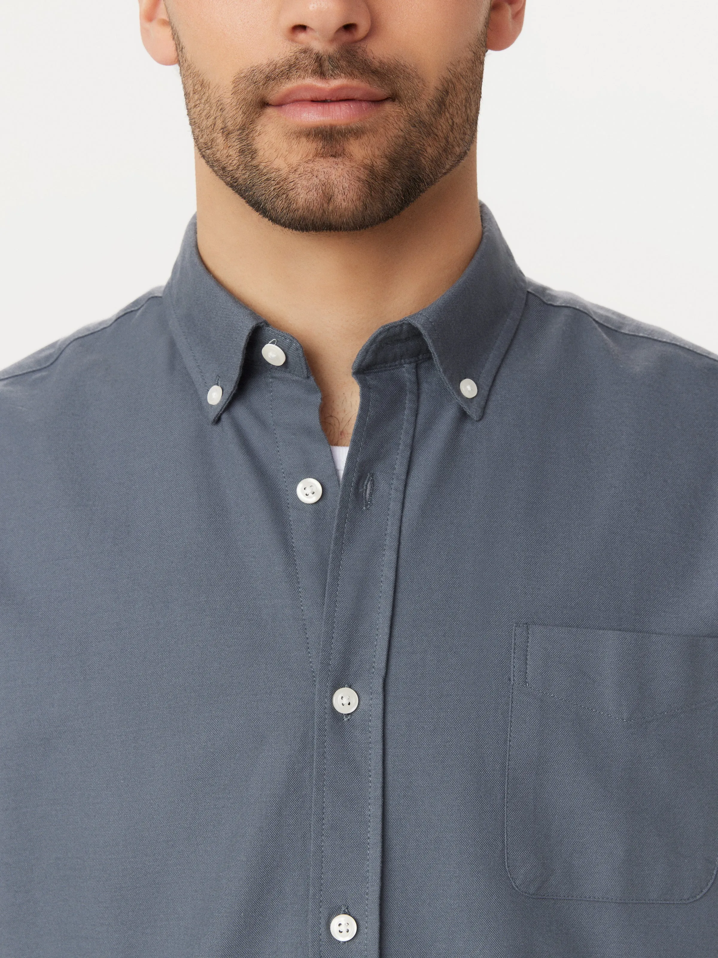 The Jasper Short Sleeve Oxford Shirt in Storm Blue