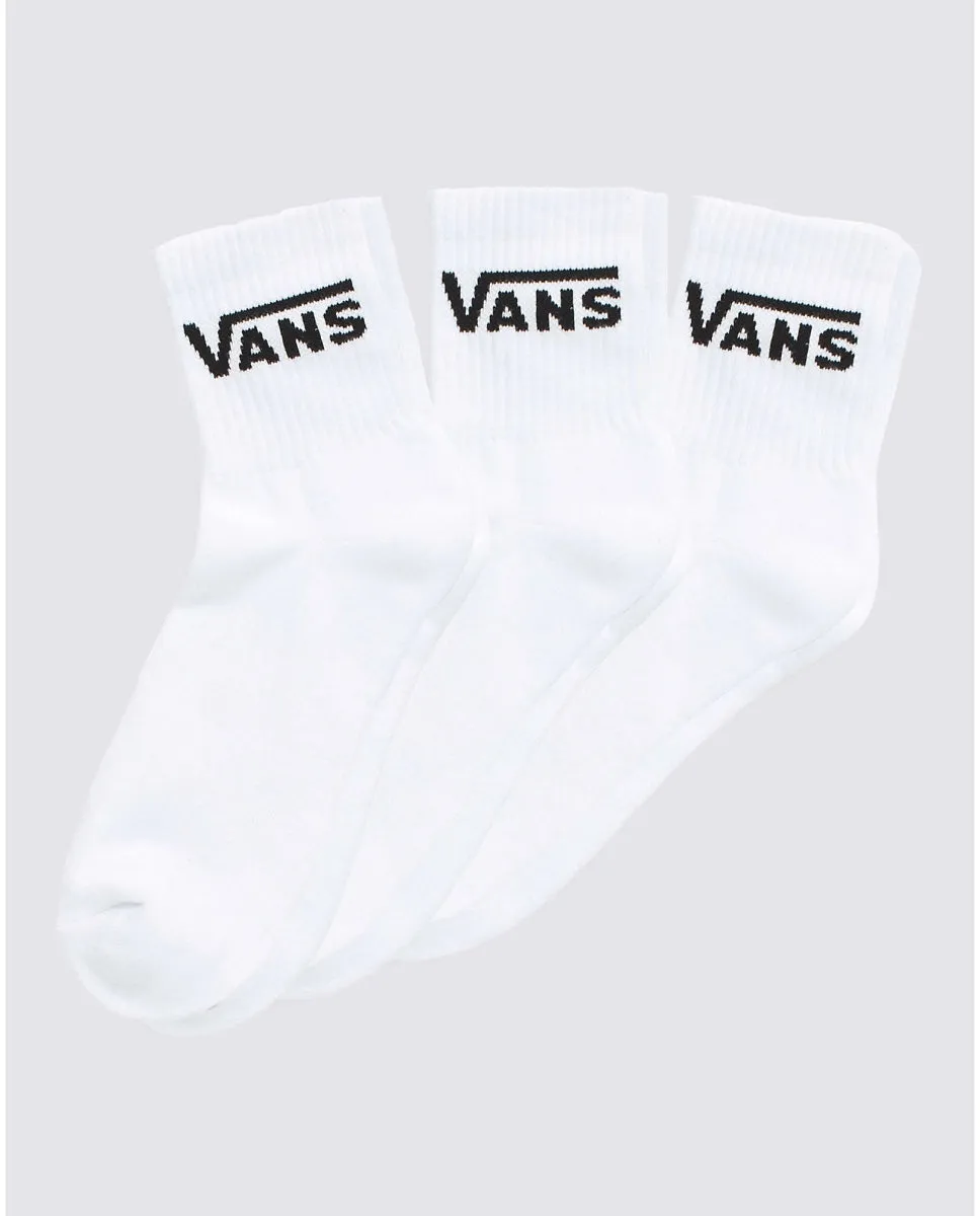 VANS UNISEX CLASSIC HALF CREW WHITE SOCK (3 PAIRS)