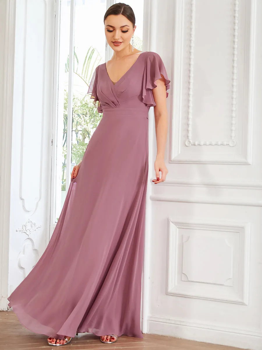 Wholesale Bridesmaid Dresses with Ruffles Sleeves