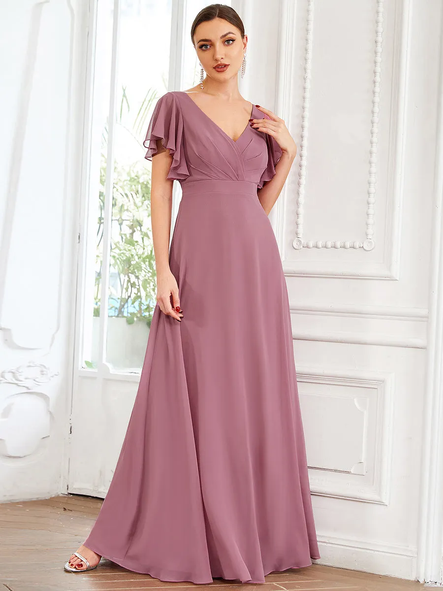 Wholesale Bridesmaid Dresses with Ruffles Sleeves