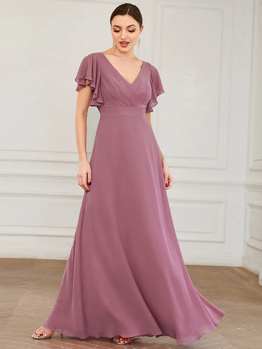 Wholesale Bridesmaid Dresses with Ruffles Sleeves