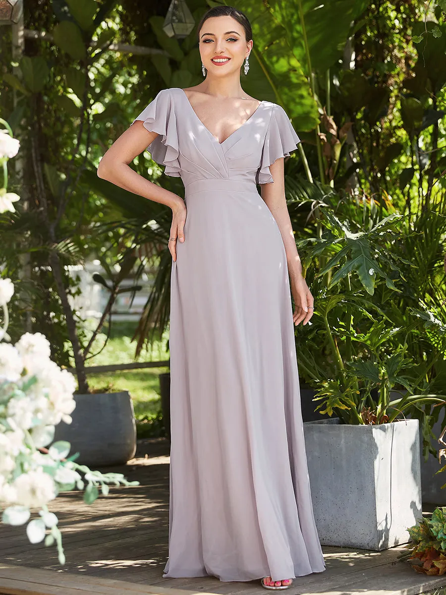 Wholesale Bridesmaid Dresses with Ruffles Sleeves