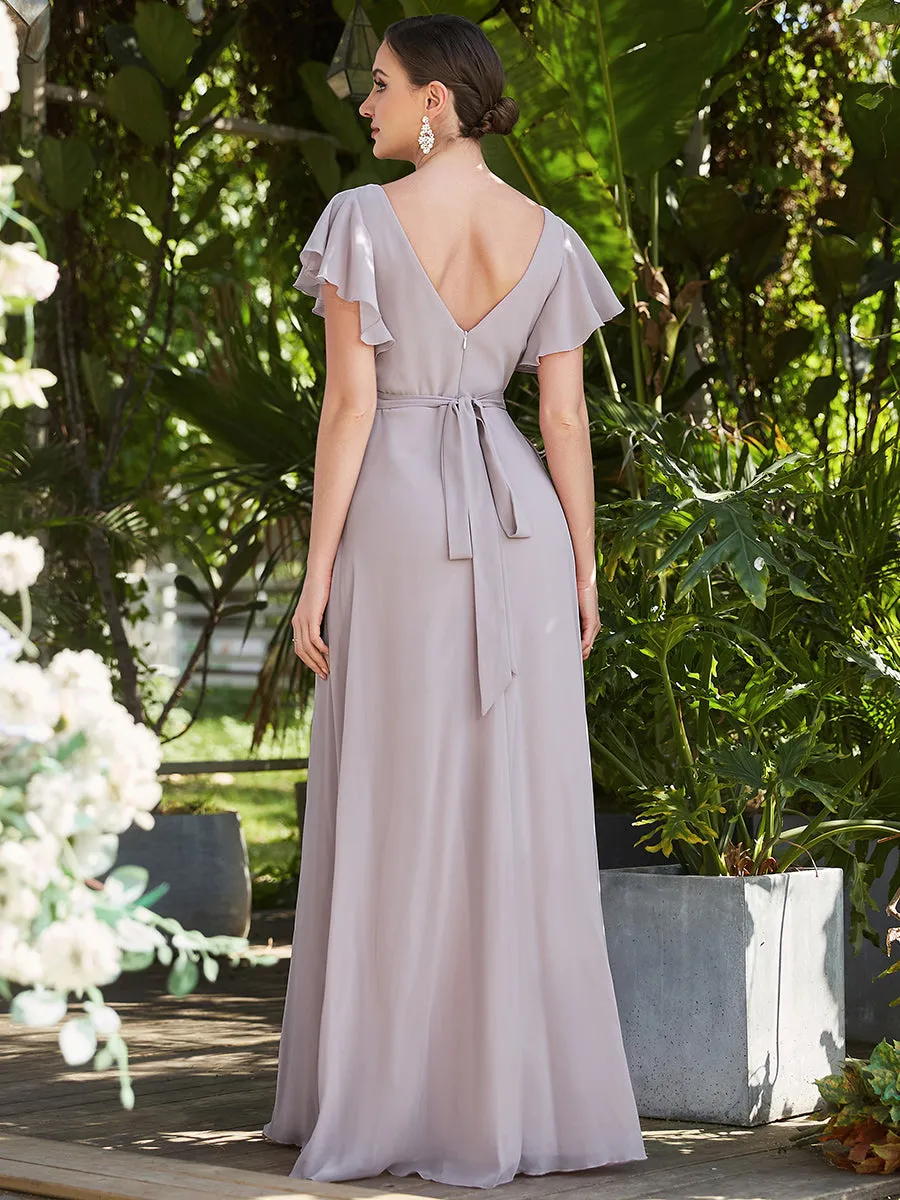 Wholesale Bridesmaid Dresses with Ruffles Sleeves