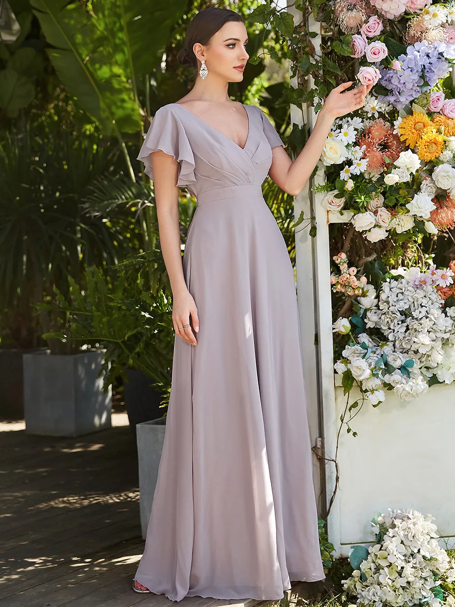 Wholesale Bridesmaid Dresses with Ruffles Sleeves