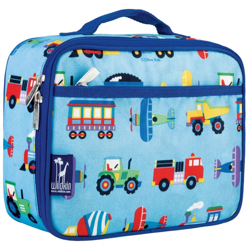 Wildkin Olive Kids Trains, Planes & Trucks Lunch Box Bag [BPA-Free]