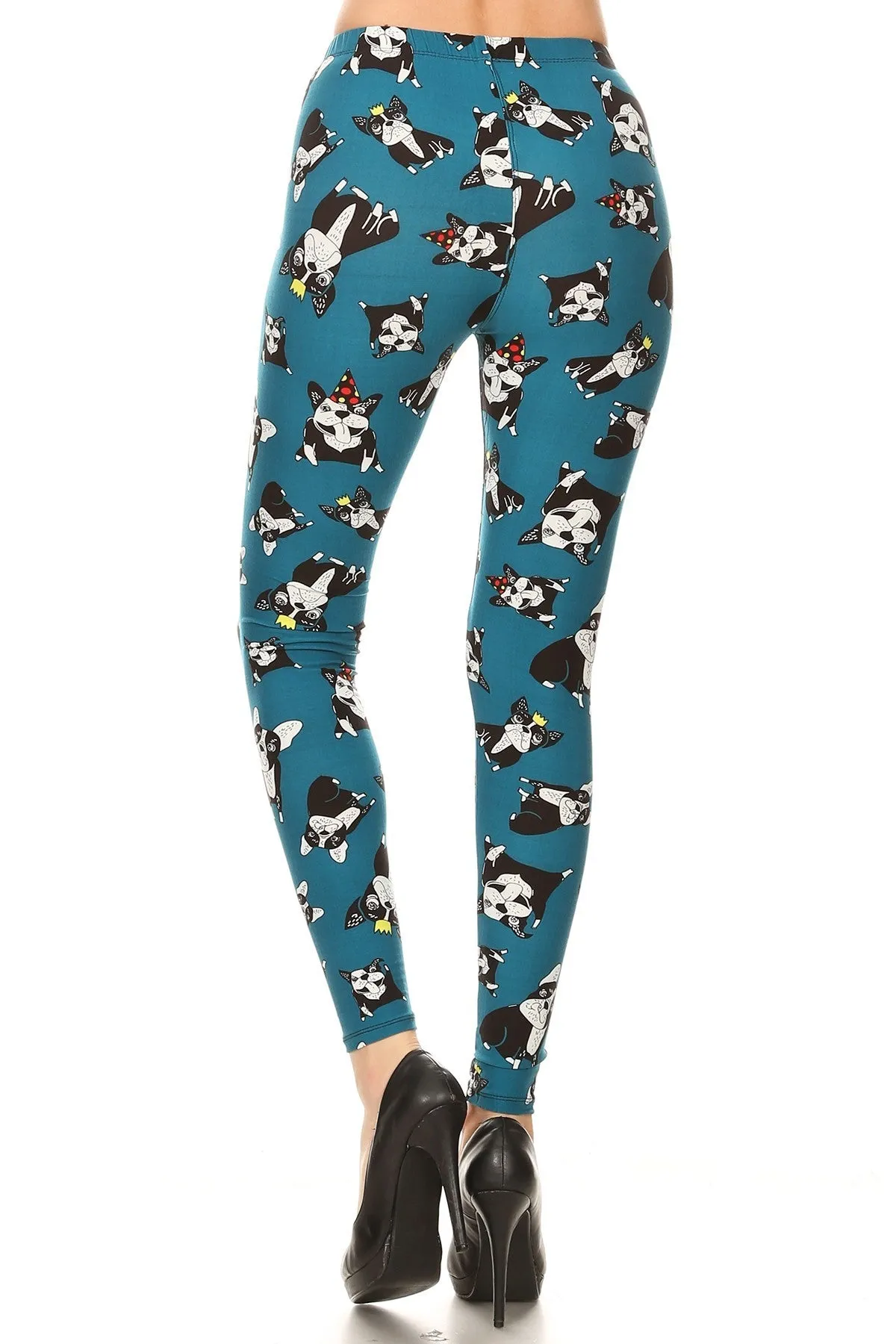 Women's Regular Allover Cartoon Dog Pattern Printed Leggings