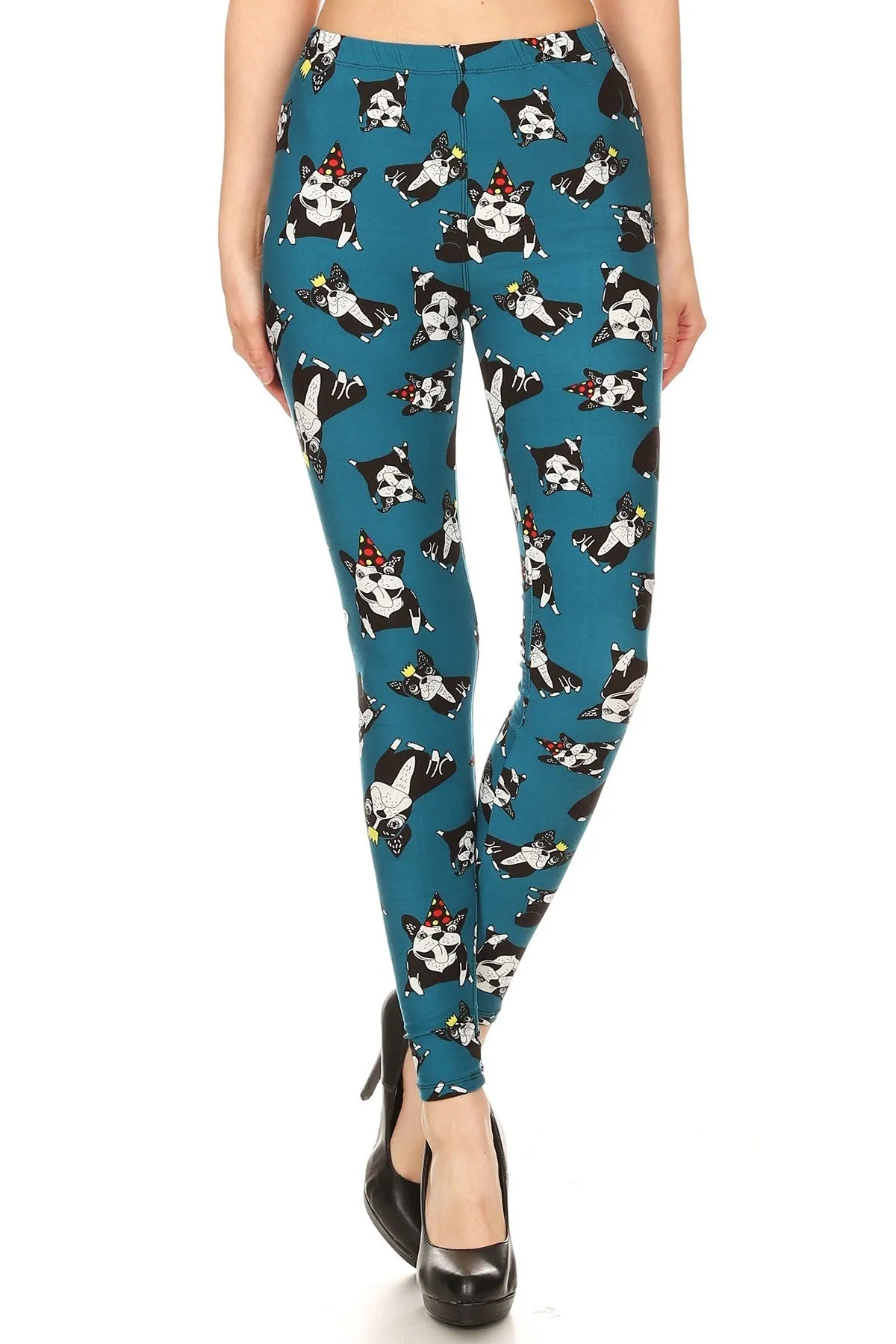 Women's Regular Allover Cartoon Dog Pattern Printed Leggings