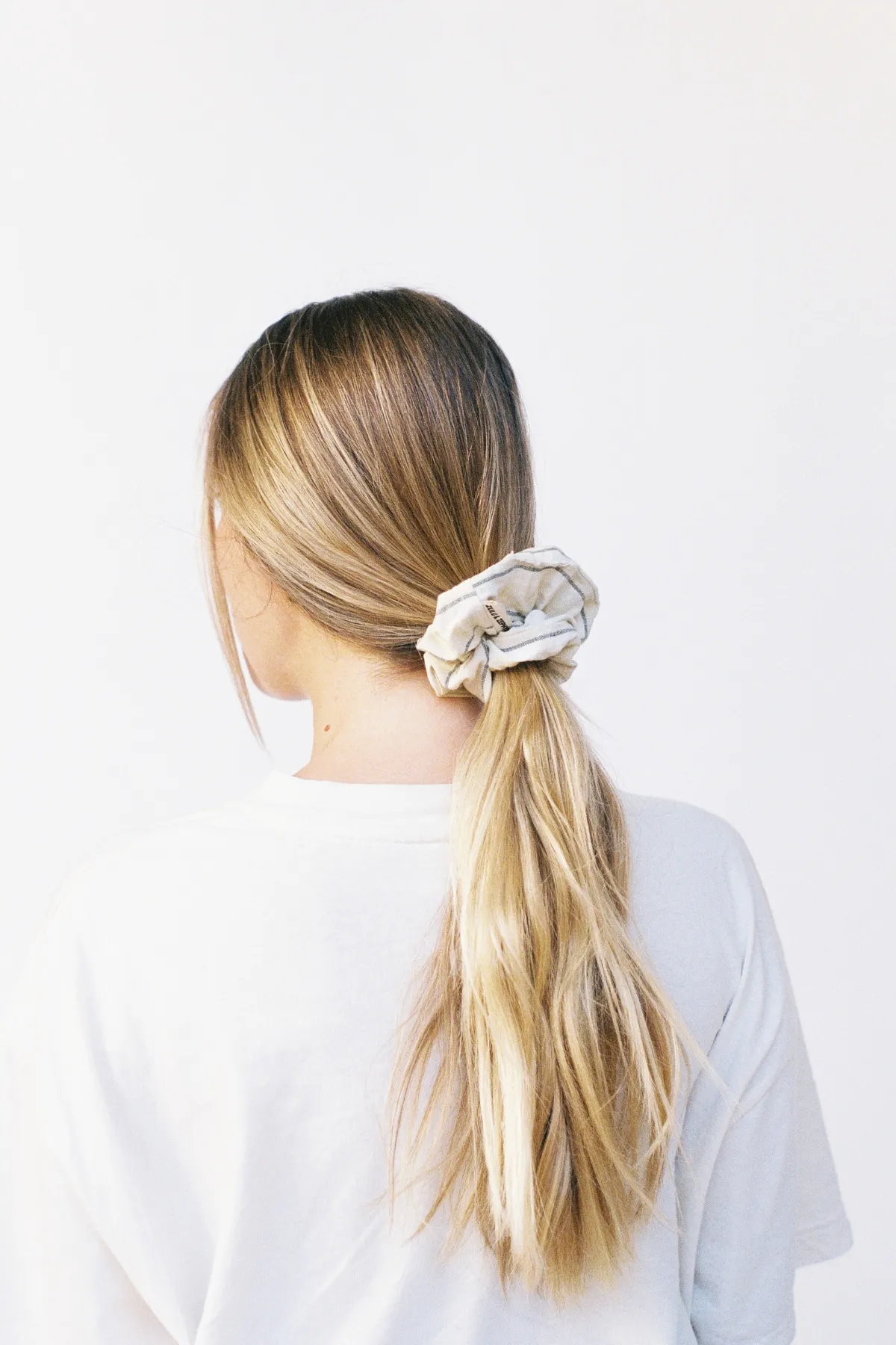 Woven Scrunchie - Choc Pin Stripe